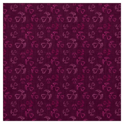 Baby Feet and Hearts in pink glitter Fabric
