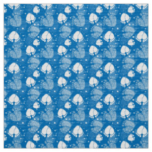 Baby Feet and Hearts Pattern in blue color Fabric