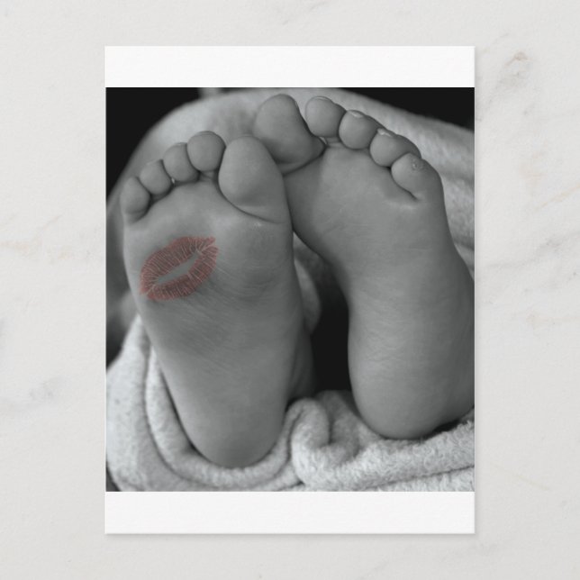Baby Feet and Kiss Postcard (Front)