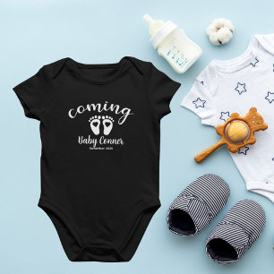 Baby Feet Announcement Due Date Name Baby Bodysuit