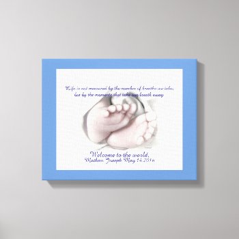 Baby Feet Artistic Sketch "welcome Baby" Canvas by Irisangel at Zazzle