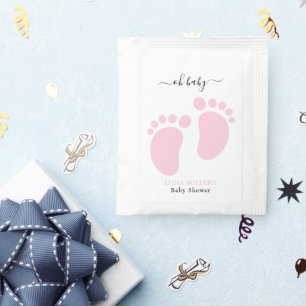 Baby Feet Baby Shower Party, Girl Pink Baby Shower Tea Bag Drink Mix