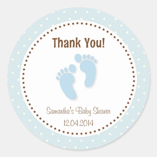 Baby Feet Baby Shower Sticker Pastel Blue (Front)