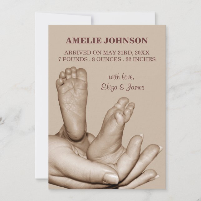 Baby feet Birth Announcement (Front)