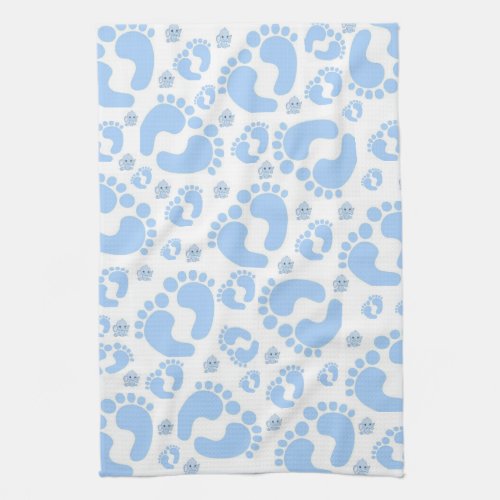 Baby Feet Blue Elephant Kitchen Hand Towel
