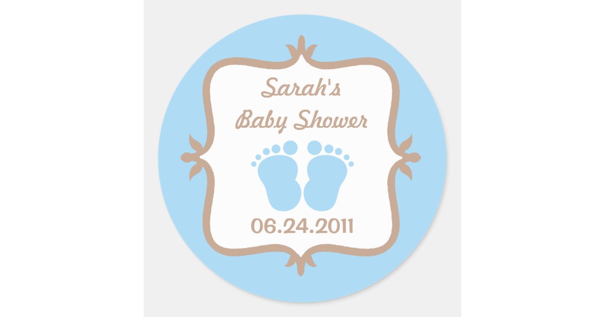 Baby Feet Blue Round Sticker | Zazzle