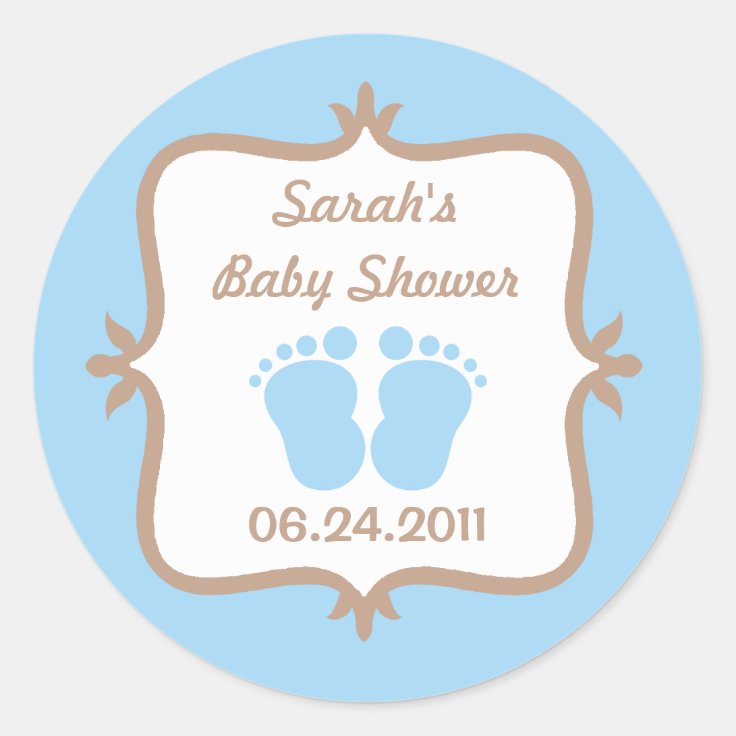 Baby Feet Blue Round Sticker | Zazzle