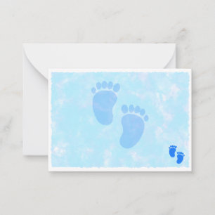 Baby Feet Boy Baby Shower Blank Blue Note Card