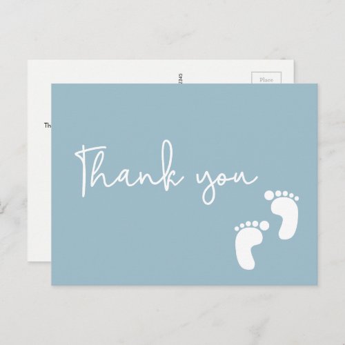Baby Feet Dusty blue minimal Modern baby shower Postcard