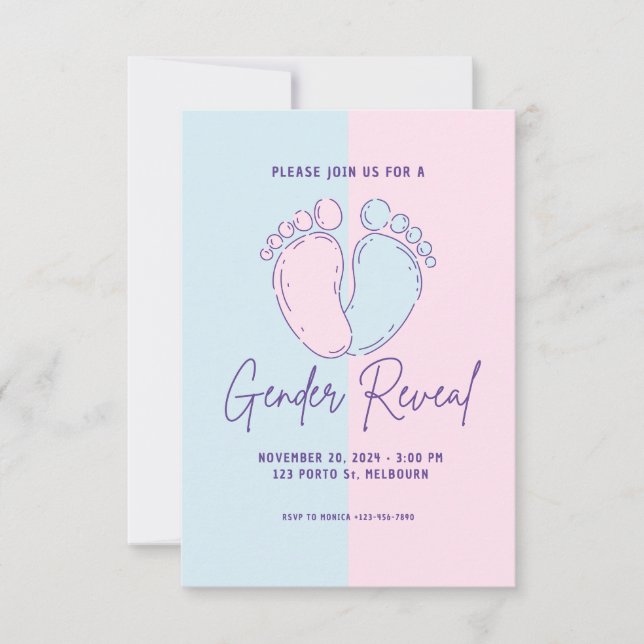 Baby Feet Gender Reveal Surprise Invitation (Front)