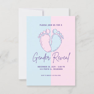Baby Feet Gender Reveal Surprise Invitation