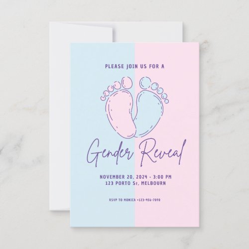 Baby Feet Gender Reveal Surprise Invitation