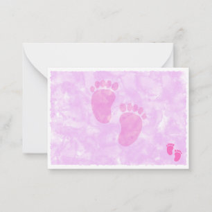Baby Feet Girl Baby Shower Blank Pink Note Card