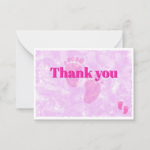 Baby Feet Girl Baby Shower Custom Pink Thank You Note Card