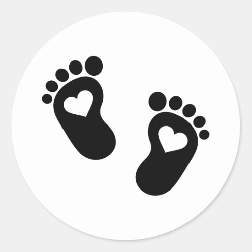 Baby feet hearts classic round sticker