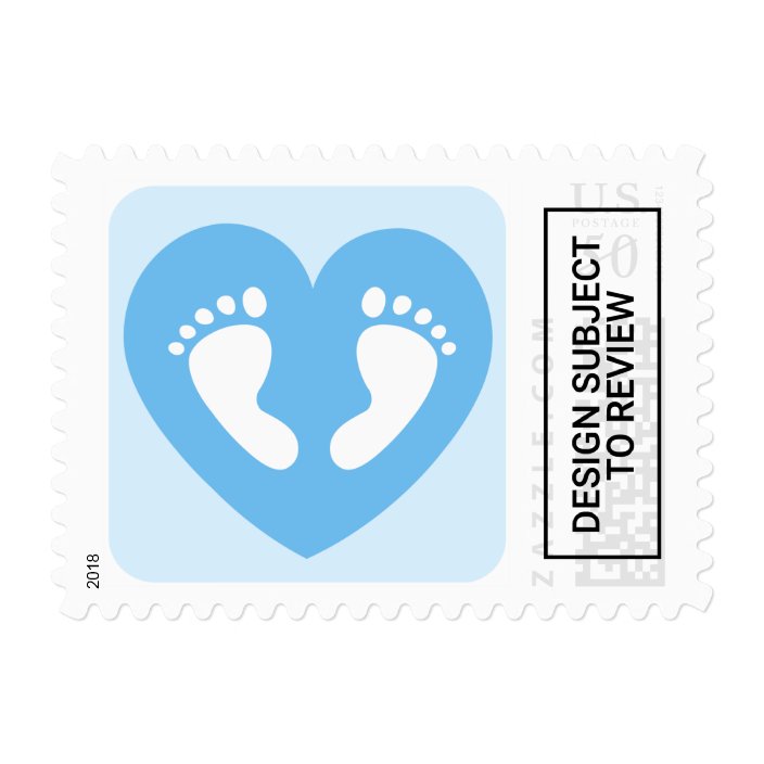Baby Feet In Blue Heart Baby Shower Postage Stamp Zazzle Com