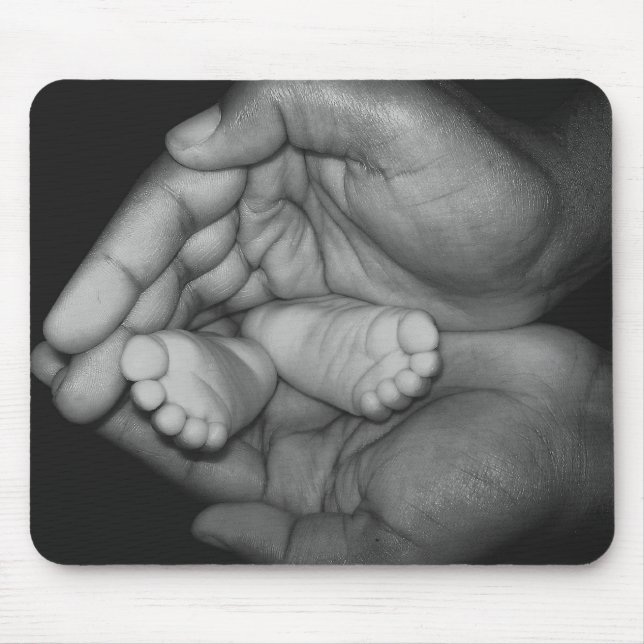 baby feet in father's hands mouse pad (Front)
