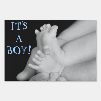 Baby Feet It's A Boy Baby Announcement Yard Sign by TheInspiredEdge at Zazzle