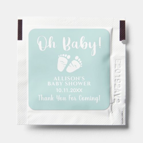 Baby Feet Oh Baby Mint Green Baby Shower Thank You Hand Sanitizer Packet