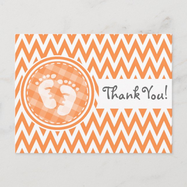 Baby Feet; Orange and White Chevron Postcard (Front)