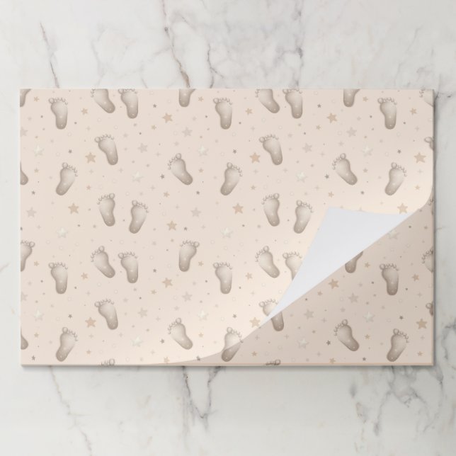 Baby Feet Paper Placemats, Baby Shower Table Mats (Folded)