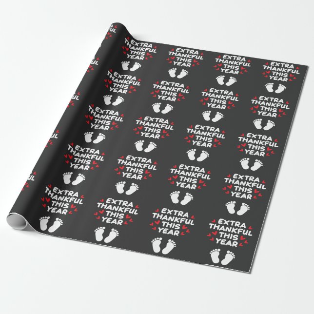 Baby Feet Parents Pregnancy Reveal Baby Shower Wrapping Paper (Unrolled)