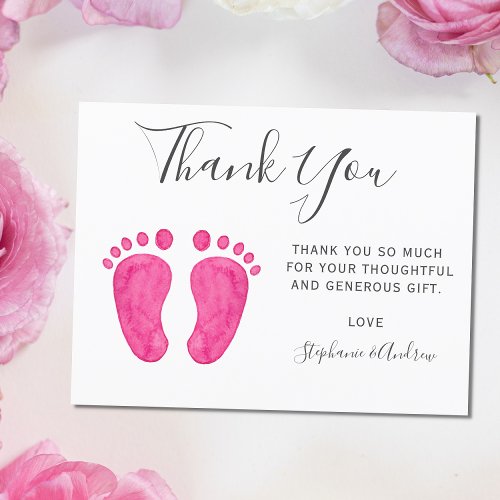 Baby Feet Pink Baby Shower Thank You Postcard