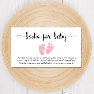 Baby Feet Pink Books For Baby Shower Enclosure Card