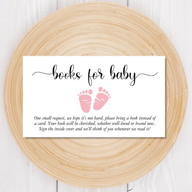 Baby Feet Pink Books For Baby Shower Enclosure Card (Creator Uploaded)