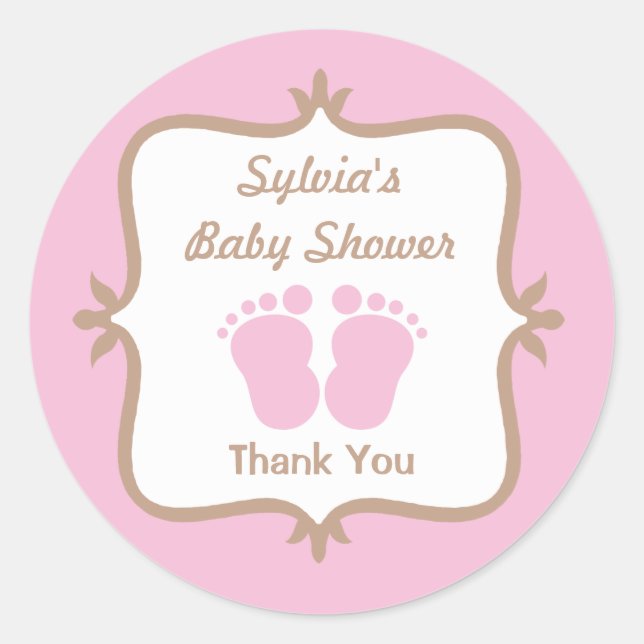Baby Feet Pink Round Sticker (Front)