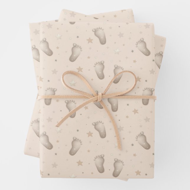 Baby Feet Shower Wrapping Paper Sheets (In situ)