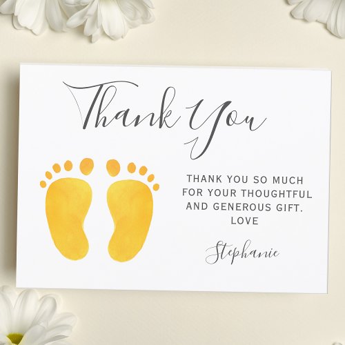 Baby Feet Yellow Baby Shower  Thank You Card