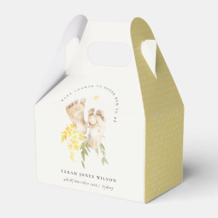 Baby Feet Yellow Floral Gender Neutral Baby Shower Favor Boxes