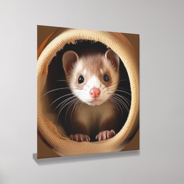 Baby Ferret Face - Cute Ferrets  Canvas Photo Tile (Angled)