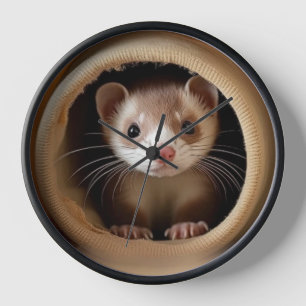 Baby Ferret Face - Cute Ferrets Clock