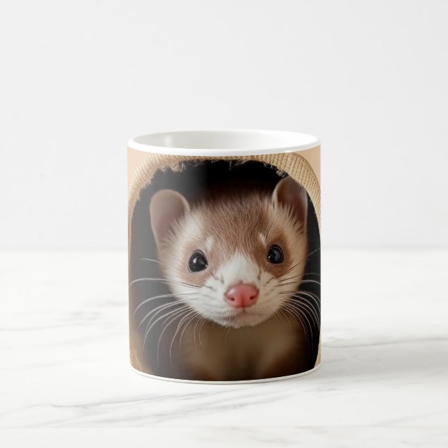 Baby Ferret Face - Cute Ferrets Coffee Mug (Center)