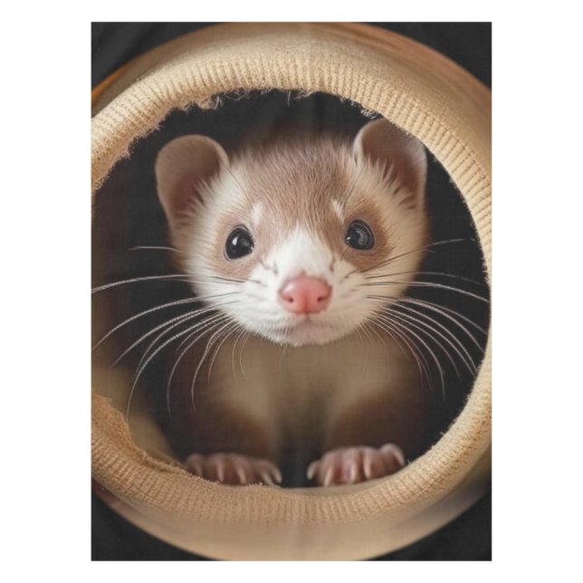 Baby Ferret Face - Cute Ferrets Tablecloth (Front)
