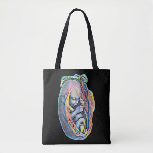 Baby fetus In Womb Abstract Human Anatomy Art Tote Bag