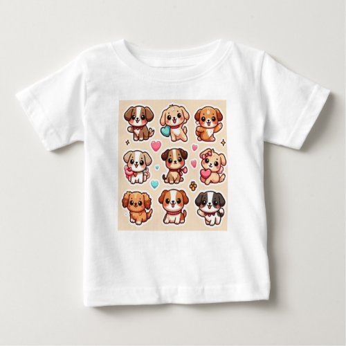  Baby Fine Jersey T_Shirt  Small Puppies Stickers