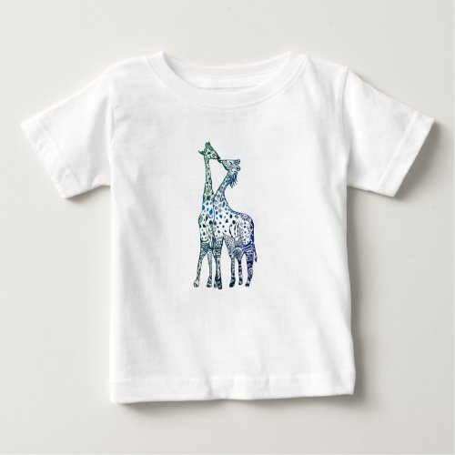 Baby Fine Jersey T_Shirt Sweet Giraffes Kiss