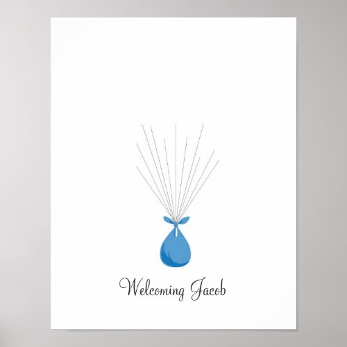 Baby Fingerprint Balloons _ Blue Poster