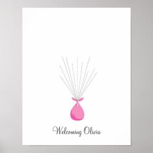 Baby Fingerprint Balloons _ Pink Poster