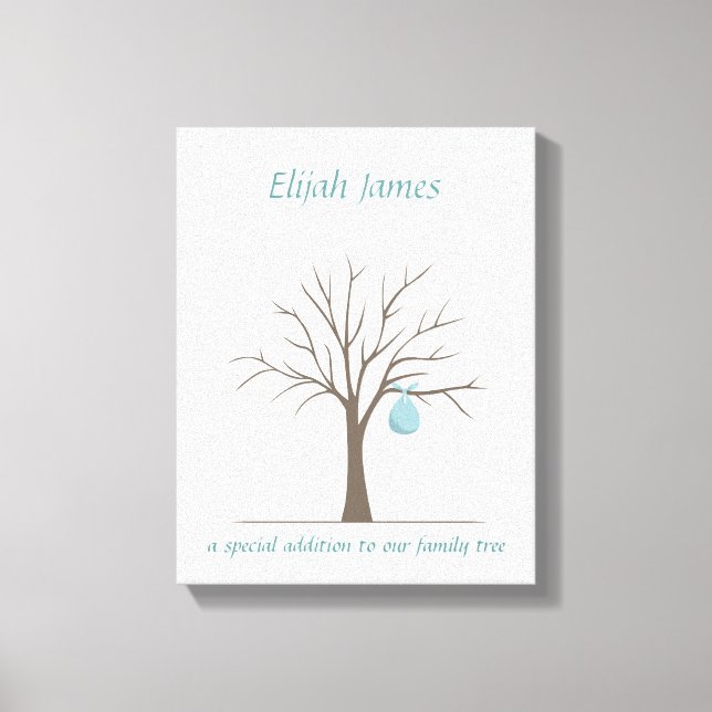 Baby Fingerprint Tree – Blue Canvas Print (Front)