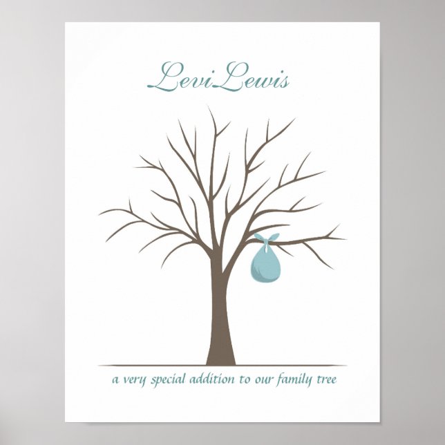 Baby Fingerprint Tree - Blue Poster (Front)