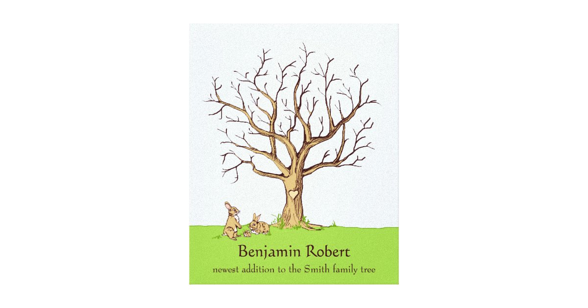Baby Fingerprint Tree Color Bunnies Canvas Print Zazzle Com