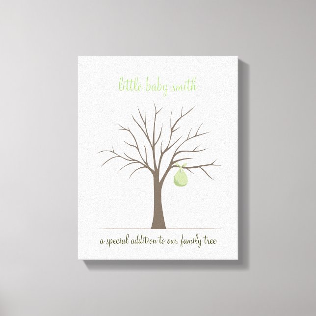 Baby Fingerprint Tree – Green Canvas Print (Front)