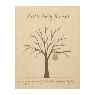 Baby Fingerprint Tree - Green Wood Wall Decor