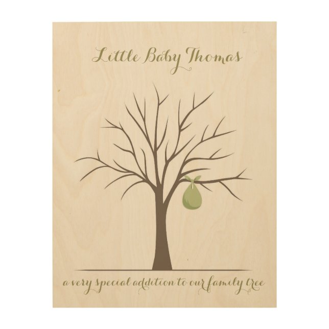Baby Fingerprint Tree - Green Wood Wall Decor (Front)