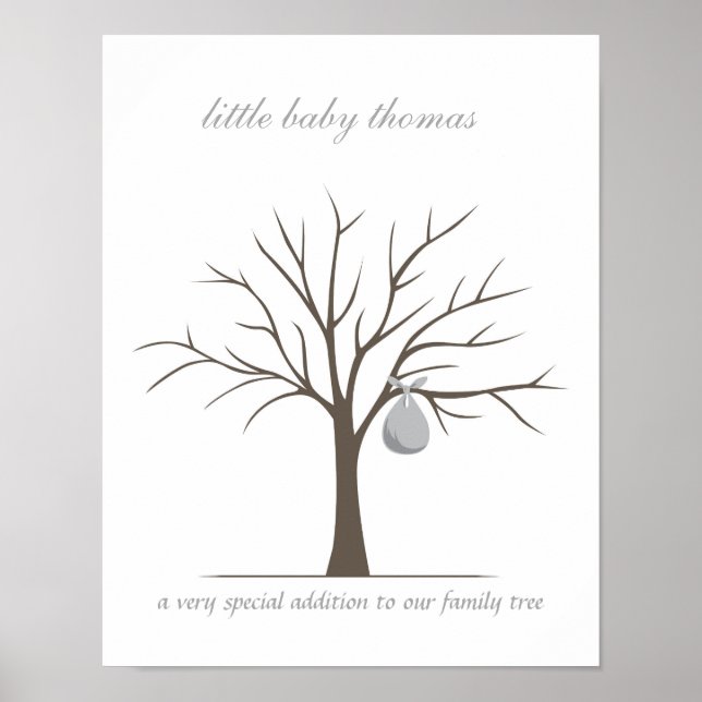 Baby Fingerprint Tree - Grey Poster (Front)