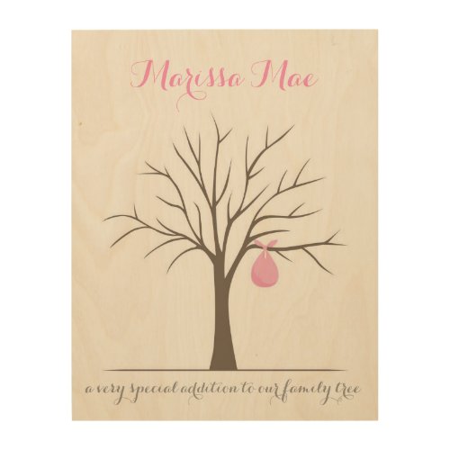 Baby Fingerprint Tree _ Pink Wood Wall Art